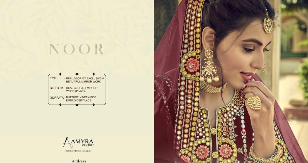 Amyra Designer Noor Georgette With Work Sharara Style Salwar Suit Catalog