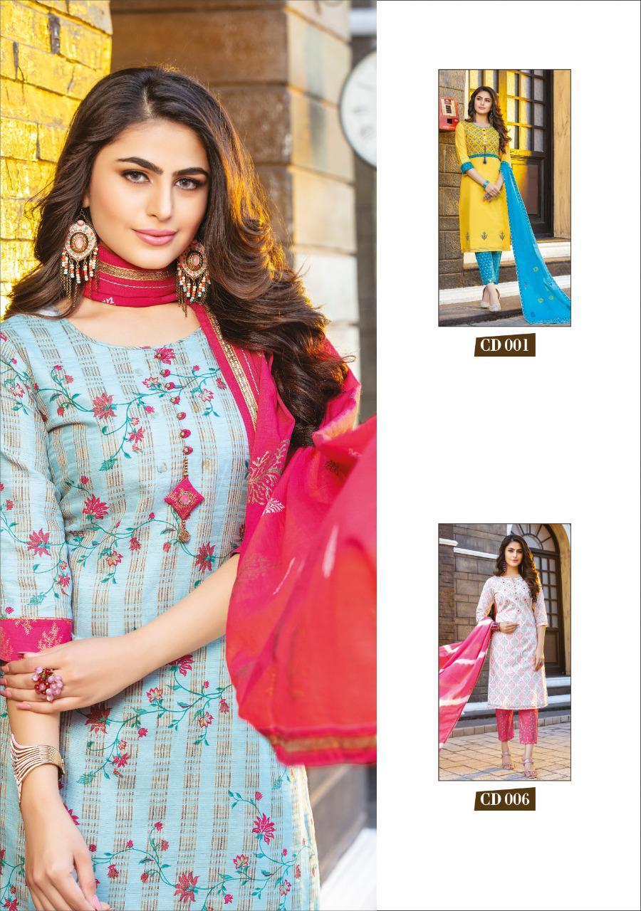Kiana Cotton Candy Rayon And Cotton With Thread Work Readymade Suit Catalog