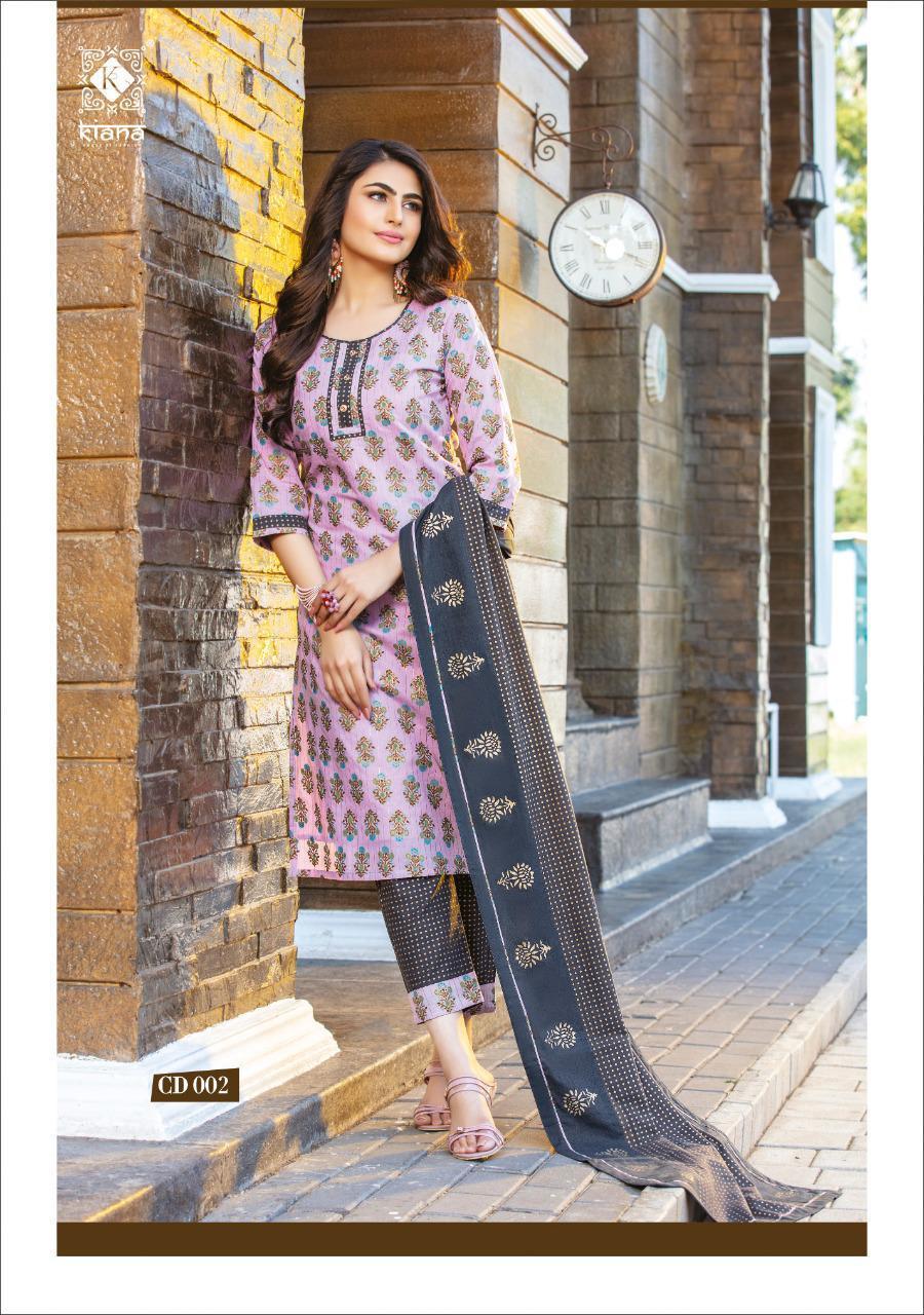 Kiana Cotton Candy Rayon And Cotton With Thread Work Readymade Suit Catalog