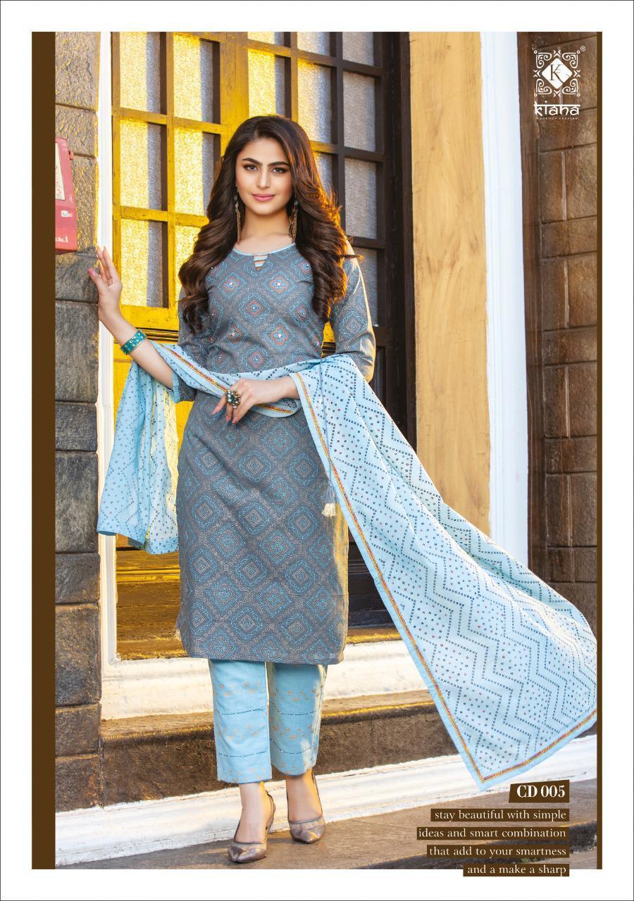 Kiana Cotton Candy Rayon And Cotton With Thread Work Readymade Suit Catalog