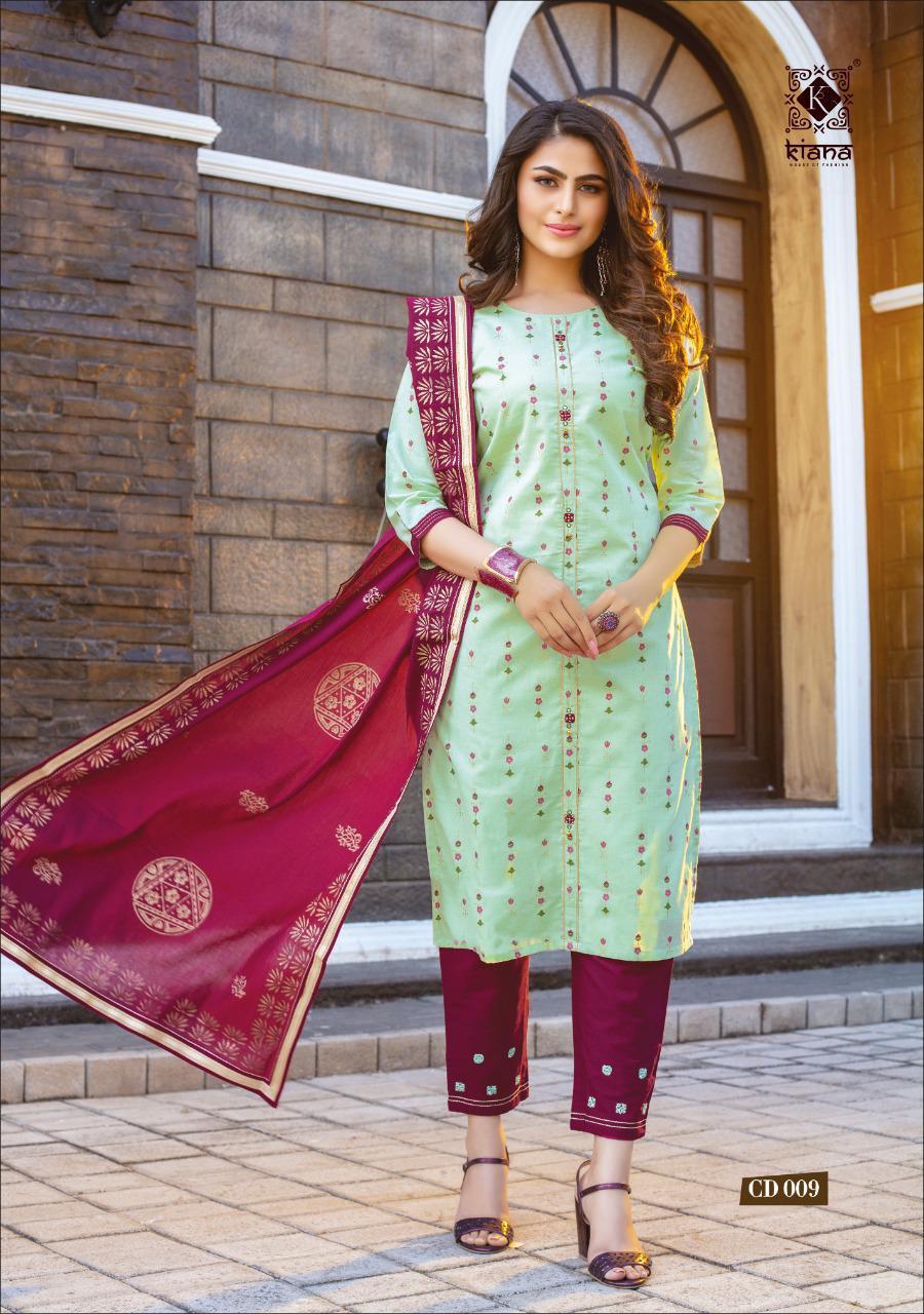 Kiana Cotton Candy Rayon And Cotton With Thread Work Readymade Suit Catalog