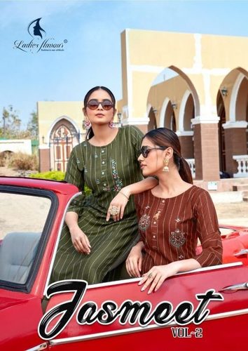 Ladies Flavour Jasmeet Vol 2 Rayon With Embroidered Kurti With Bottom Catalog