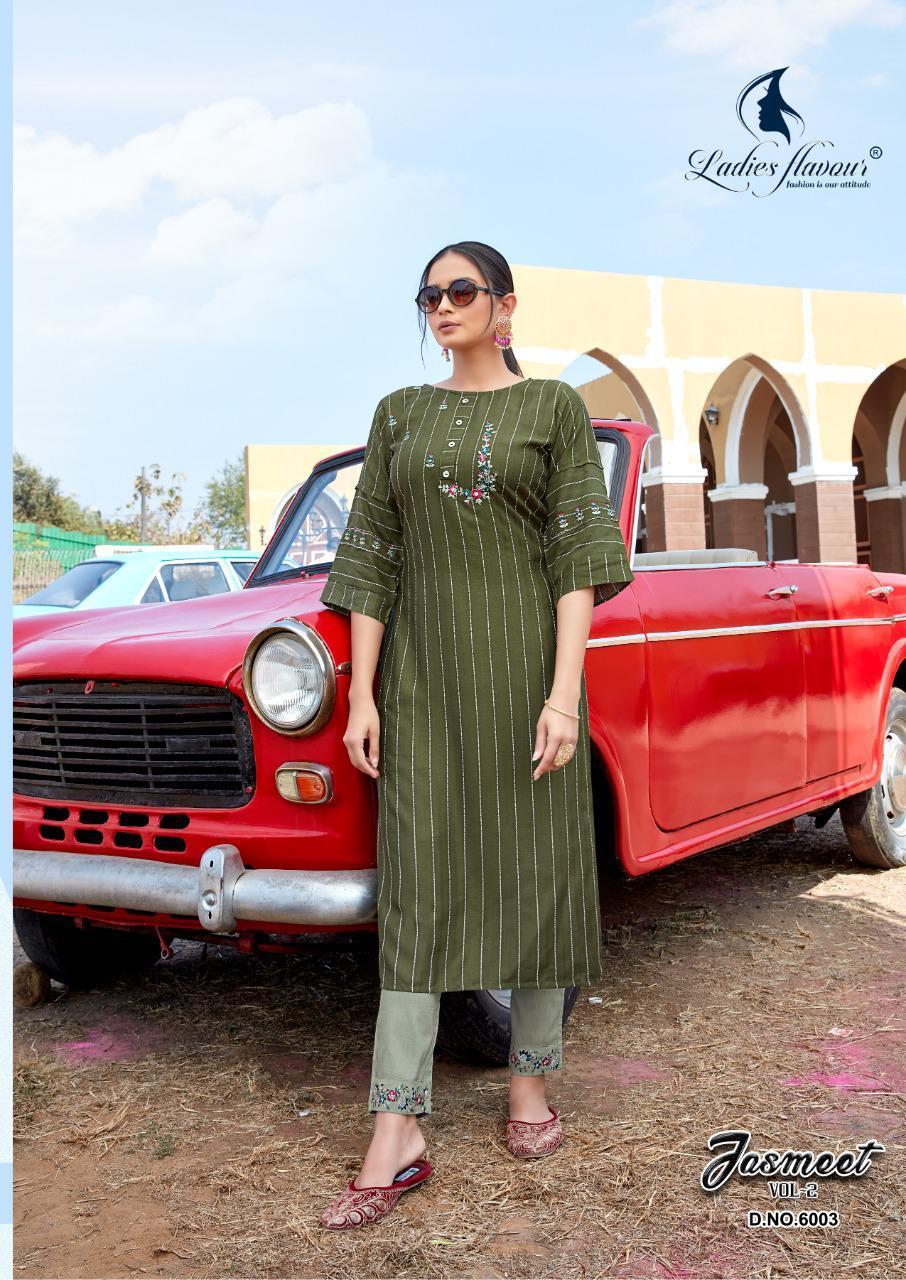 Ladies Flavour Jasmeet Vol 2 Rayon With Embroidered Kurti With Bottom Catalog