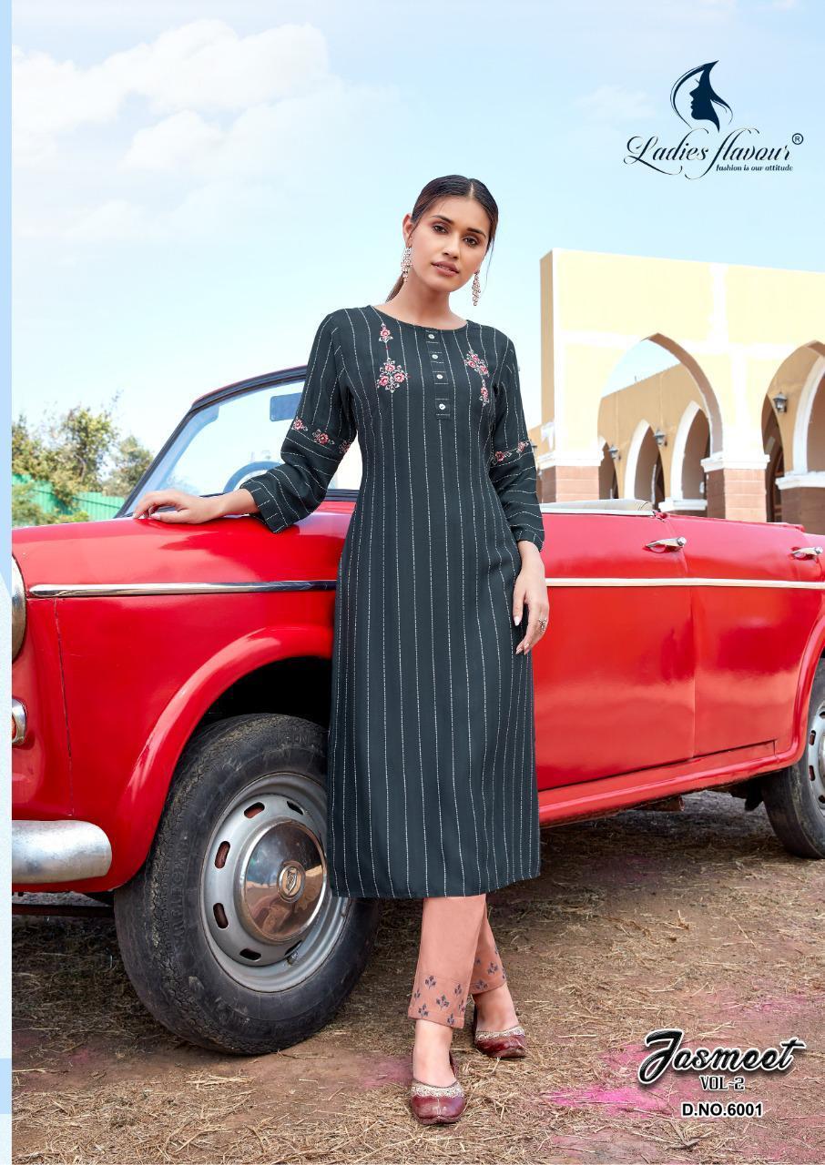 Ladies Flavour Jasmeet Vol 2 Rayon With Embroidered Kurti With Bottom Catalog