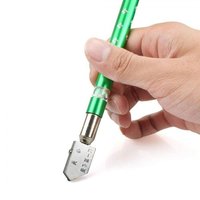 Glass Cutter - Carbide Alloy, Mini Size | Anti-skid Metal Handle, 360-degree Rotating Head, Round Knocking Feature, Cuts 5-15mm Glass