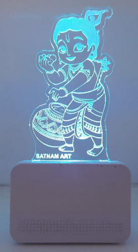 Soft Fiber Mop Cloth Bal Krishna 3D Illusion Acrylic Led Night Lamp