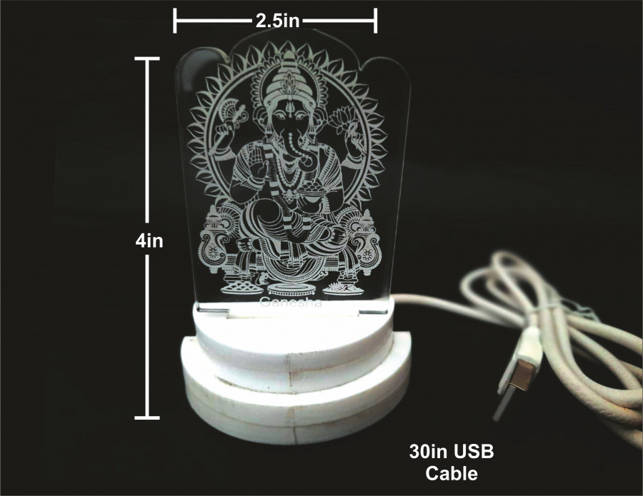 Lord Ganesha 3D Illusion Acrylic LED Night Lamp