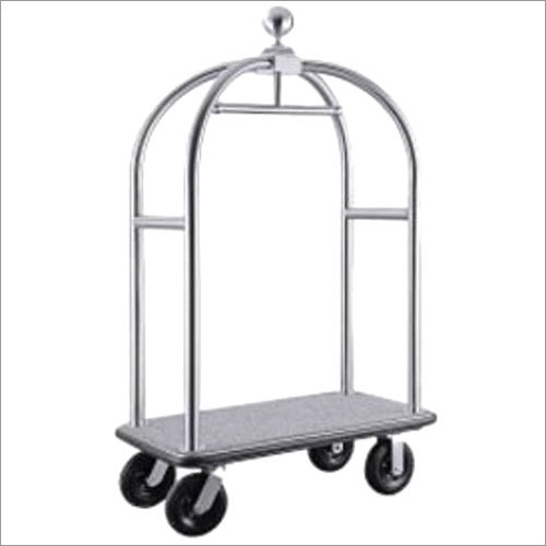 Stainless Steel Ss Silver Luggage Trolley