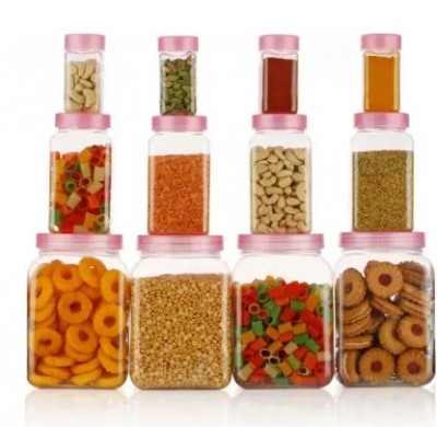 SQUARE CONTAINER PLASTIC (SET OF 4*3 ) (350ML,650ML,1200ML)