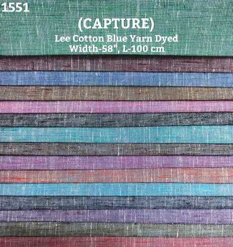 Capture Lee Cotton Blue Yarn Dyed Shirting Fabric - Mix Cotton, 58" Width, Plain Style, Summer Recommended, Shrink-Resistant