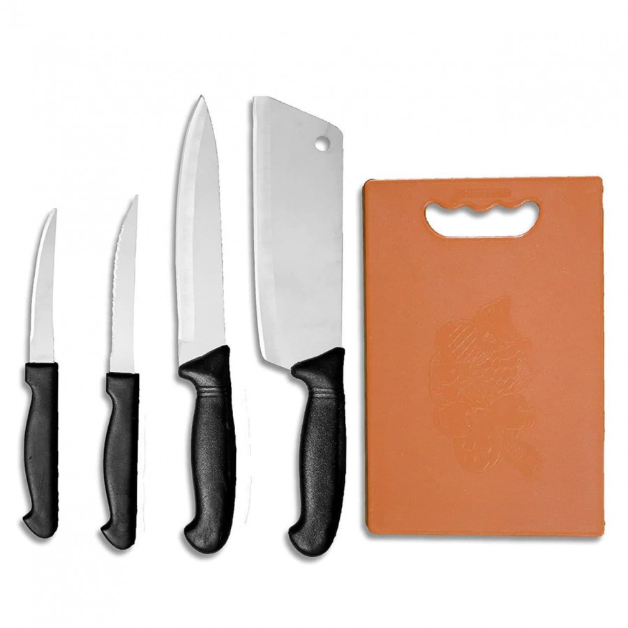 STAINLESS STEEL KITCHEN KNIFE AND CHOPPING BOARD SET