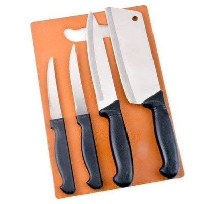 STAINLESS STEEL KITCHEN KNIFE AND CHOPPING BOARD SET