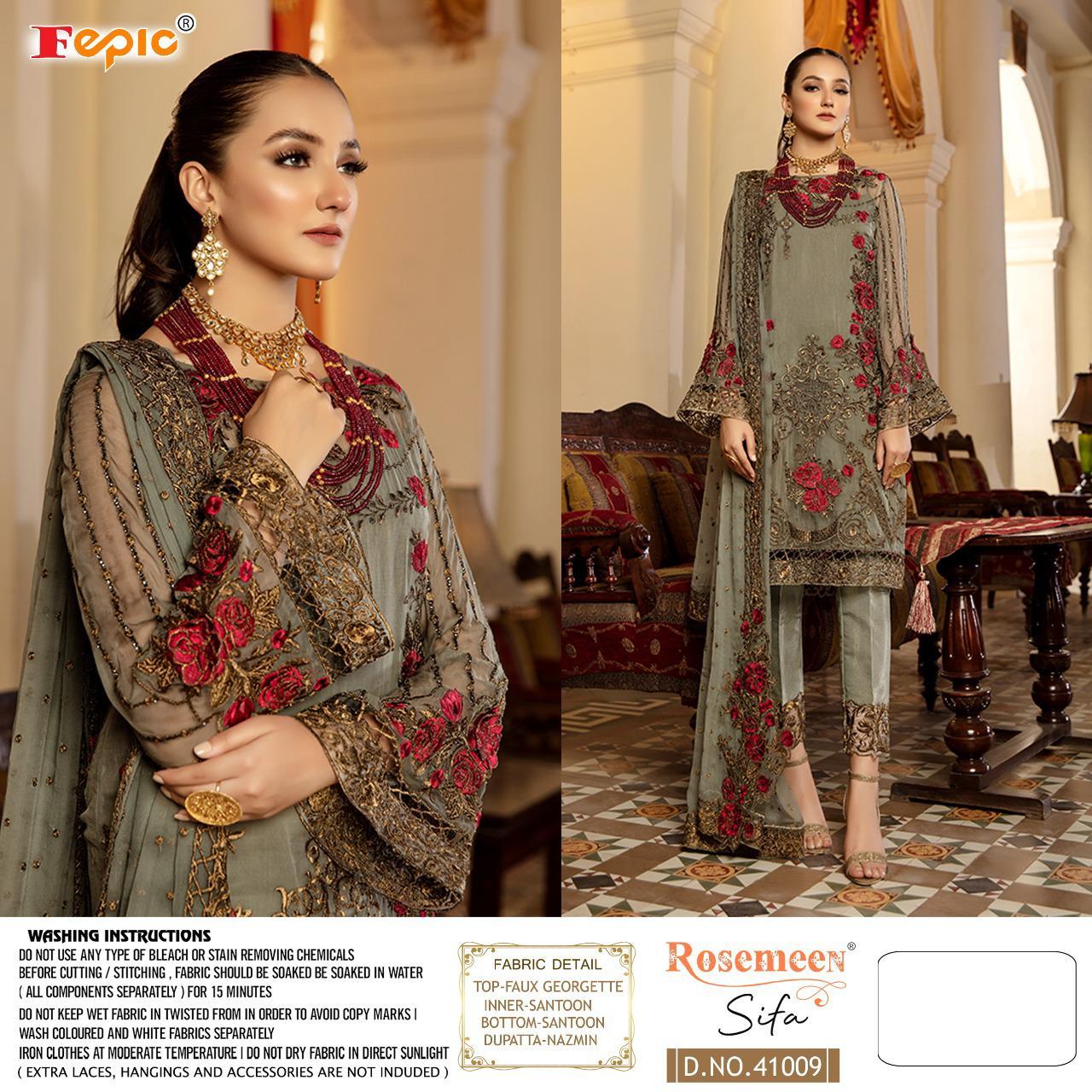 Fepic Rosemeen Sifa Faux Georgette Net Pakistani Suit Catalog