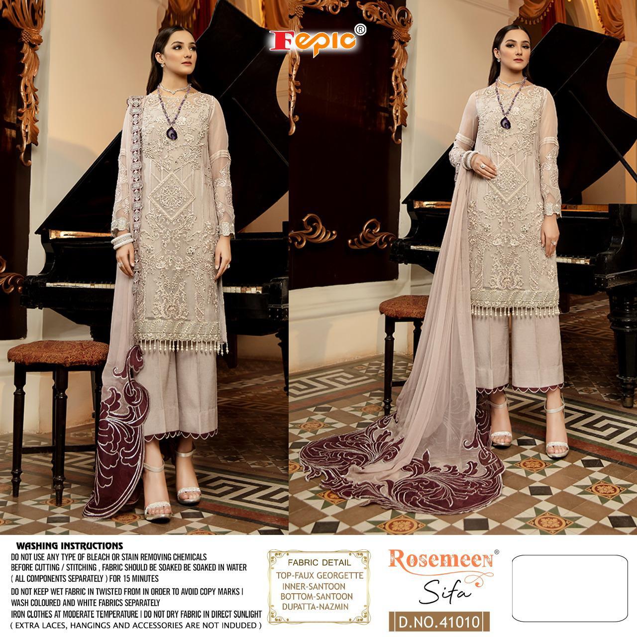 Fepic Rosemeen Sifa Faux Georgette Net Pakistani Suit Catalog