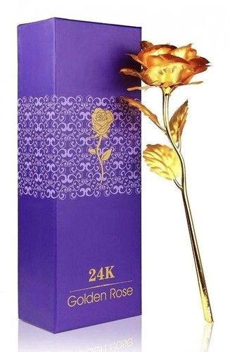 Golden Rose - 24K 99.9% Gold Leaf, 10 Inches (25.5Cm) Delicately Packaged in Elegant Gift Box for Lasting Beauty