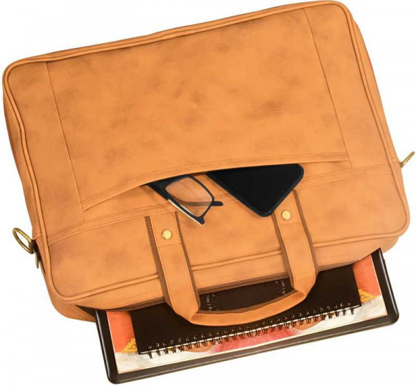 LEATHER LAPTOP BAG (LIGHT BROWN)