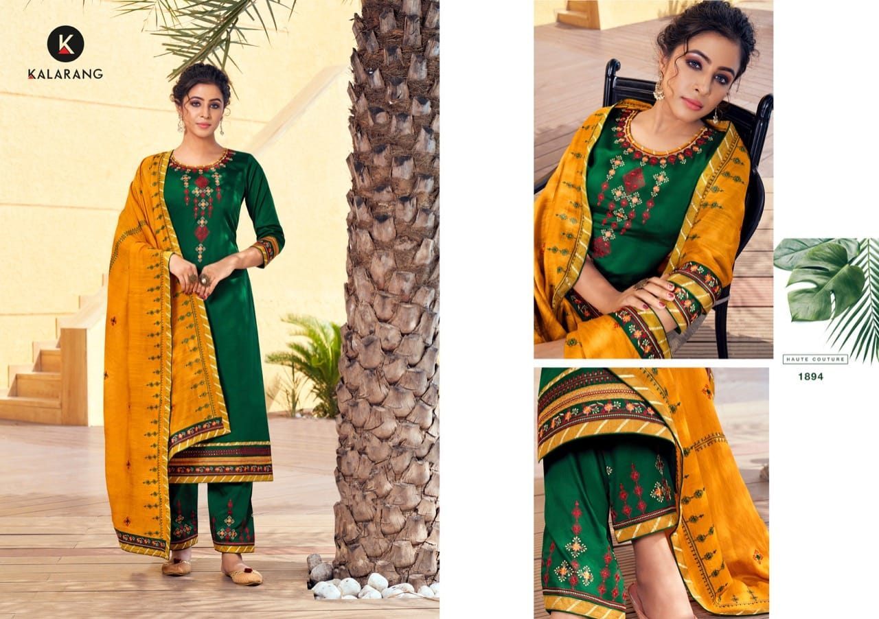 Kalarang Mastani Jam Silk With Embroidery Work Dress Material Catalog