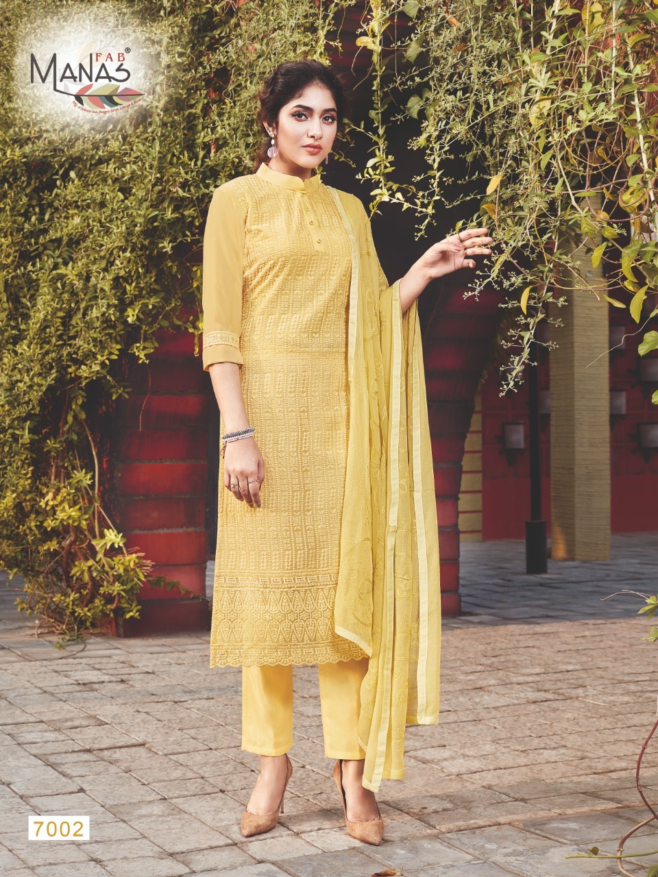 Manas Fab Schiffli Georgette With Work Readymade Suit Catalog