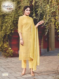 Manas Fab Schiffli Georgette With Work Readymade Suit Catalog