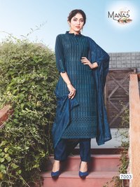 Manas Fab Schiffli Georgette With Work Readymade Suit Catalog