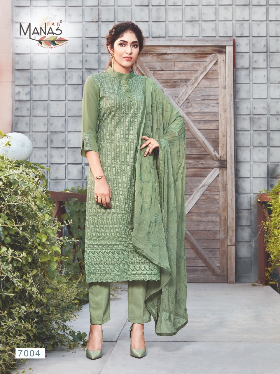 Manas Fab Schiffli Georgette With Work Readymade Suit Catalog