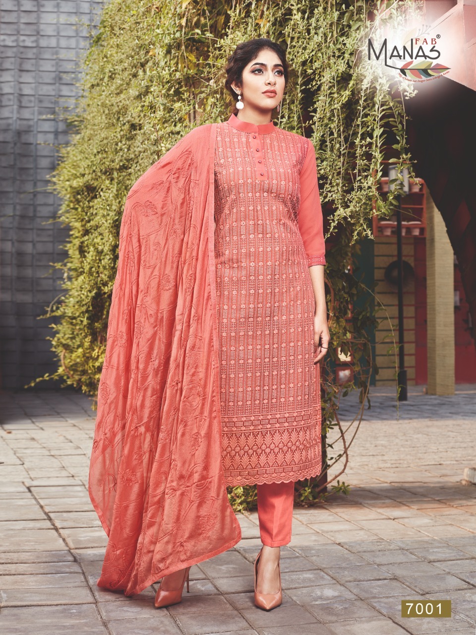 Manas Fab Schiffli Georgette With Work Readymade Suit Catalog