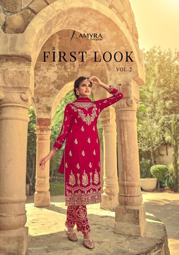 Amyra Designer First Look Vol-2 Georgette Heavy Straight Suits Catalog