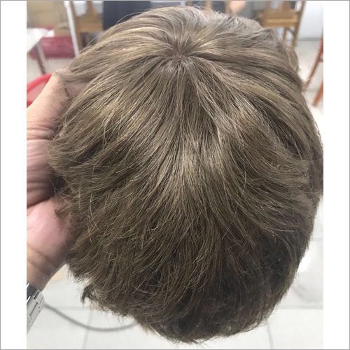Brown Color Mens Patch Human Hair