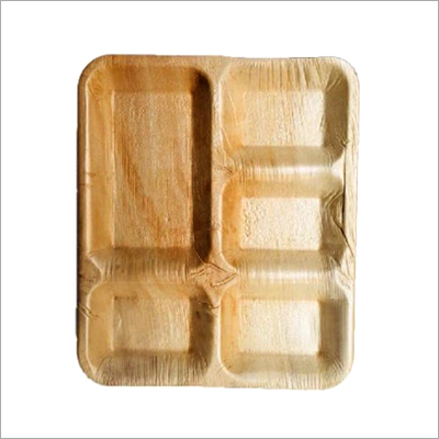 11 Inch Areca Palm Leaf 4 Partition Plate By SHREE AAKASHH TRADEX