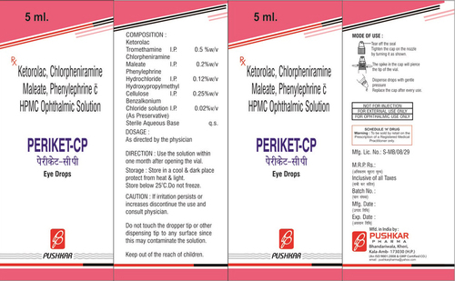 Ketorolac, Chlorpheniramine maleate, Phenylephrine HPMC Ophthalmic Solution