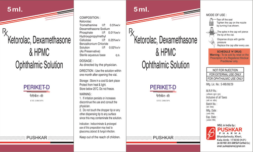 Ketorolac, Dexamethasone HPMC Ophthalmic Solution