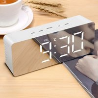 Z10 Mirror Clock - Abs Plastic, 145x70x35 Mm, Mirror Silver/black, Usb/battery Powered | Large Led Display, Touch Buttons, Alarm, Snooze, Temperature, Night Mode