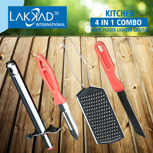 4 In 1 Heavy Lighter With Grater And Knife Peeler Master Combo By LAKKAD INDUSTRIES