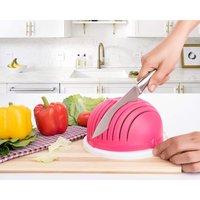 Multipurpose Salad Cutter Strainer Bowl - Pink Material | Effortless Rinsing, Chopping, And Straining All In One