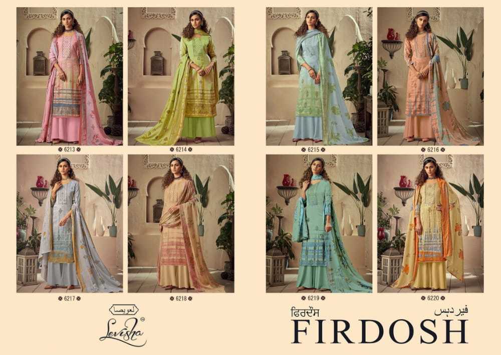 Levisha Firdos Jam Cotton Digital Printed With Work Dress Material Catalog