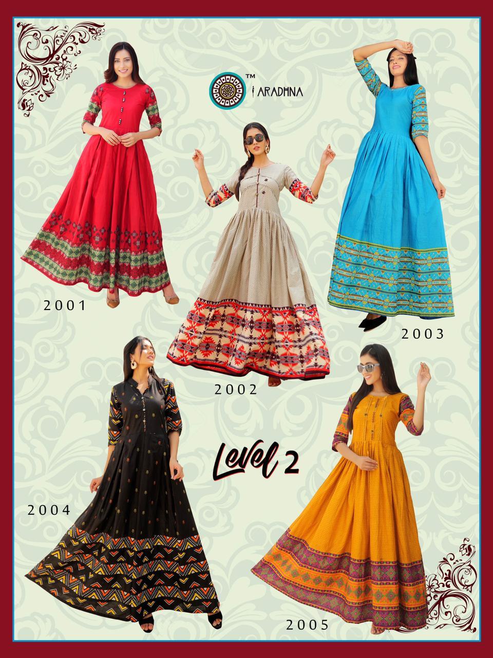 Aradhna Fashion Level Vol 2 Heavy Cotton Long Kurti Catalog