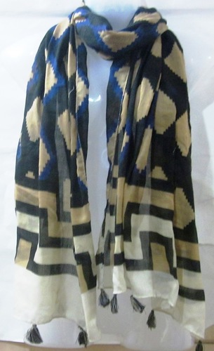 Poly Voile Printed Scarves With Fringes