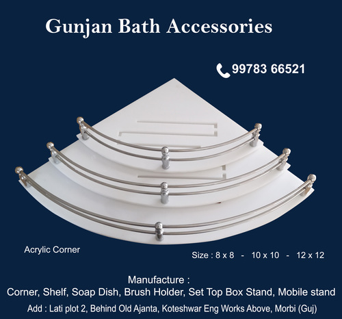 Acrylic Corner - Plastic Round Shelf Stand Set 8x8 to 12x12 Inch Dimensions 5mm Thickness Ideal for Home Decoration