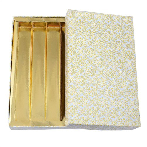 4 Line Sweet Packaging Box - Paper Material, Different Size Available, Golden Color | Rectangular Design, Elegant Sweet Packaging Solution