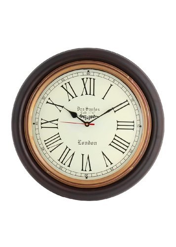 Wood Roman Brass Wall Clock