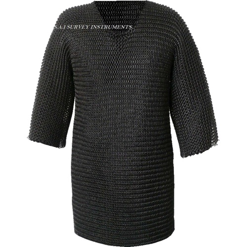 Butted Chainmail Shirt ~ Renaissance Haubergeon Black Chain Mail Armor ~ Collectible Medieval Gift Length: 36 Inch Adult Size Inch (In)