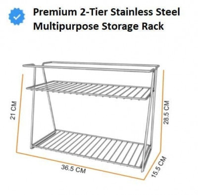 STAINLESS STEEL SPICE 2 TIER TROLLEY CONTAINER ORGANIZER (TRIANGLE)