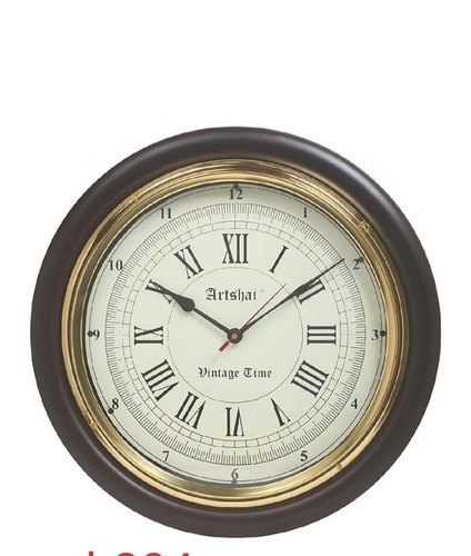 Wooden Brass Roman Wall Clock