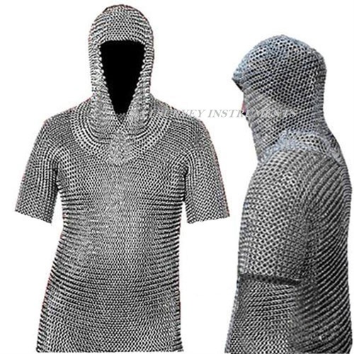 Metal Medieval Chainmail Shirt & Coif Set