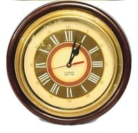Wooden Vintage Round Brass Wall Clock