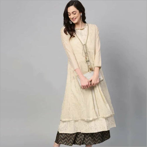 Ladies Angrakha Kurti - Cotton, Casual Wear, All Season | 3/4 Sleeve, Washable, Ethnic Indian Style