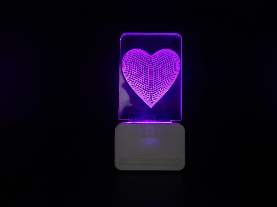 3D ACRYLIC HEART SHAPE NIGHT LAMP