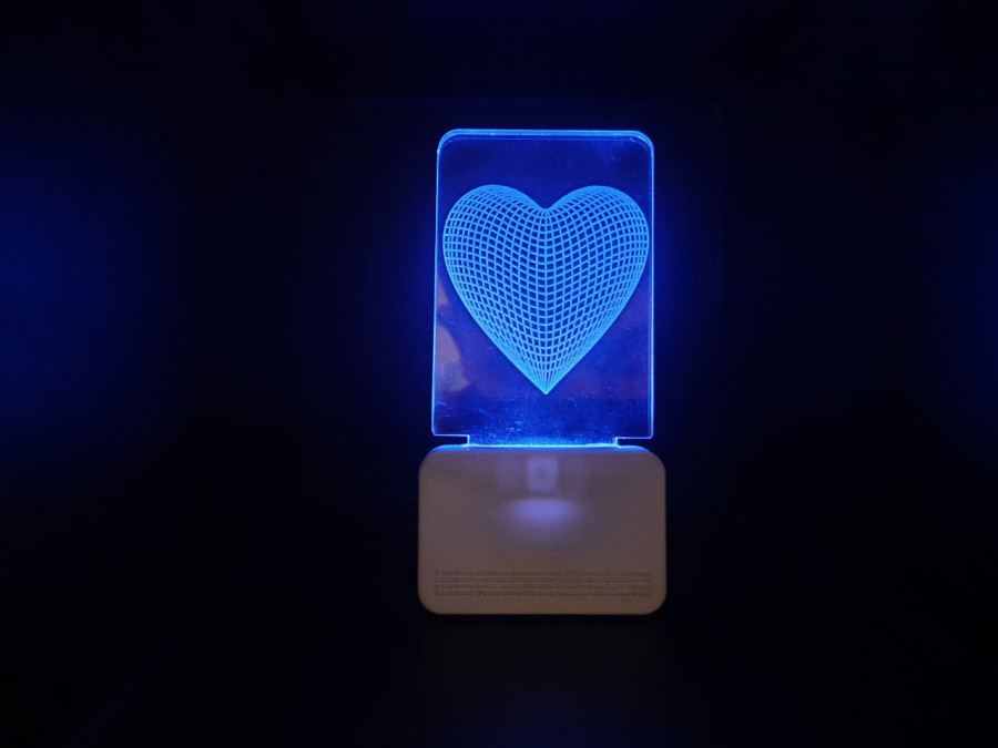 3D ACRYLIC HEART SHAPE NIGHT LAMP