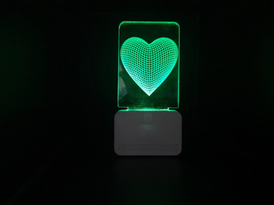 3D ACRYLIC HEART SHAPE NIGHT LAMP
