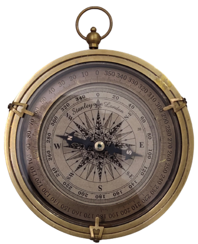 Antique Gold Open Face Brass Compass